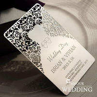 婚礼礼服金属镂空结婚邀请卡结婚请柬个性喜帖创意卡片 QJ54
