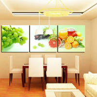 现代时尚简约清新水果装饰画 厨房餐厅无框画 三联画饭店墙壁挂画