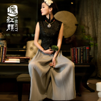 逸红颜 书墨韵 蕾丝民族风无袖女t恤中国风秋装中式女装3TL01SSS