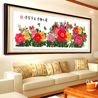 精准印花十字绣九尺牡丹3米新款客厅六尺国色牡丹花开富贵2米花卉