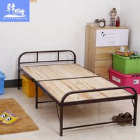 乾日生 钢木折叠床单人床简易床铁架床实木1.2米折叠床双人午休床