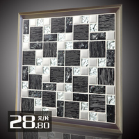 紫精灵黑白条纹水晶玻璃夹胶客厅玄关马赛克 电视背景墙贴 X5073