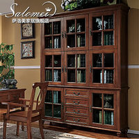 萨洛美 美式全实木书柜带门组合 纯美式乡村1.66米大书柜书架 K02