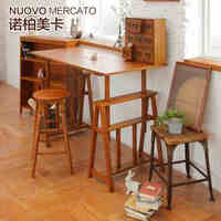 诺柏美卡 日式实木复古怀旧书桌 工作台 办公桌 酒吧咖啡桌小清新