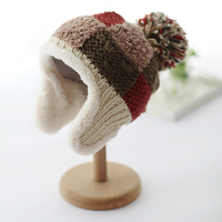 围美 秋冬季帽子女韩版针织加绒护耳帽 冬天保暖可爱女生毛线帽