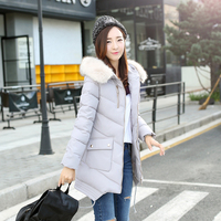 2016新款冬装外套韩版学生棉衣女中长款修身加厚毛领时尚棉袄大码