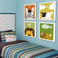 儿童房装饰画卧室床头挂画背景墙壁画卡通动物墙面墙上客厅墙画