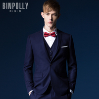BINPOLLY男士西服套装伴郎新郎结婚礼服韩版修身婚礼西装三件套潮