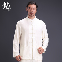 中国风唐装男装短袖夏秋季中式亚麻棉麻民族复古长袖改良汉服上衣