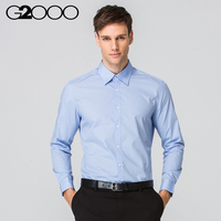 G2000长袖衬衫男时尚男装 商务休闲纯色衬衣修身款尖领上班衣服男