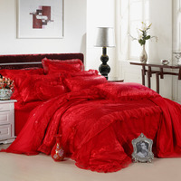 三联家纺 结婚床上用品大红色多件套婚庆九件套十件套结婚床品