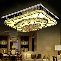 客厅灯具大气长方形水晶灯不锈钢温馨卧室吸顶灯LED水晶灯餐厅灯