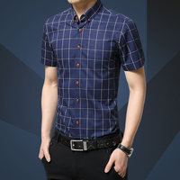 顶峰保罗男士新款短袖衬衫休闲商务韩版短袖衬衣修身纯棉大码