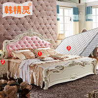 韩精灵公主床实木床双人床1.8米高箱储物床雕花欧式床婚床高箱床