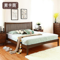 美式纯实木橡木床1.5米床 1.8米双人床简约现代环保卧室家具MC02