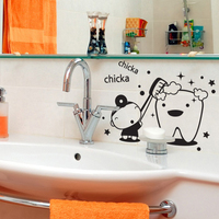 可爱卫生间浴室厕所洗手间镜面瓷砖贴墙壁装饰墙贴纸 贴画 刷牙牙