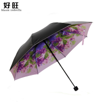 韩国创意油画晴雨伞男女三折防晒黑胶太阳伞折叠防紫外线遮阳伞