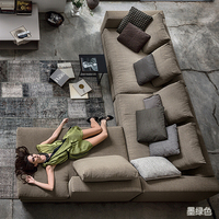 北欧布艺沙发组合小户型客厅转角羽绒布艺沙发现代简约可拆洗