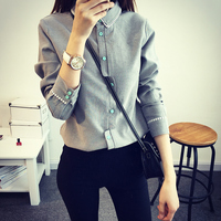 索尔莉2015秋装新款韩版时尚休闲长袖女式衬衫宽松打底衫女衬衣