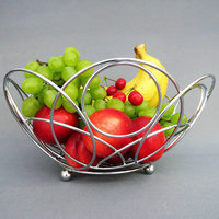 志安创意果篮时尚多圆形客厅水果篮不锈钢色半圆形苹果蓝果盘果篓