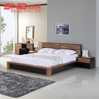 思纳博  现代简约北欧风格胡桃木床 板木床 高箱床储物床实木床