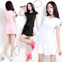 SOUNAS修身短袖短裙套装夏女式网球裙韩版t恤运动服套装女裙团购