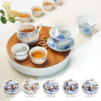 南埕 双层陶瓷 功夫茶具带茶盘 隔热茶具 整套陶瓷茶具 茶杯子