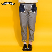 UNCLE．MO/墨大叔原创恐龙爪子趣味拼布口袋设计感卷边休闲宽松裤