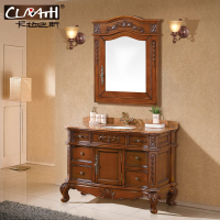 卡拉巴斯1056 欧式仿古浴室柜 镜柜 实木落地卫浴柜 洗脸盆柜组合