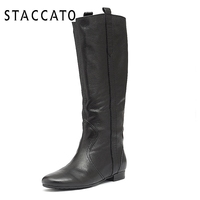 Staccato/思加图冬季女鞋牛皮长筒靴女皮靴EAL50DG3