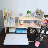 汇木简易书架桌面支架置物架创意办公伸缩电脑桌实木收纳架储物架