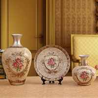 欧式摆件家居饰品花瓶三件套客厅创意摆设陶瓷工艺品复古摆件