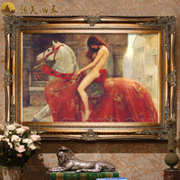 欧式古典人物油画《马背上的Godiva夫人》别墅酒店客厅玄关装饰画
