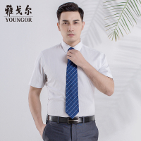 Youngor/雅戈尔2016年夏季新款男士纯棉条纹DP免烫短袖衬衫6032
