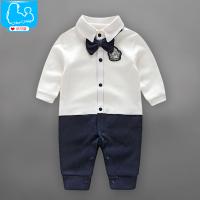 婴儿衣服夏季满月0-3-6个月周岁新生儿纯棉宝宝春秋装绅士连体衣
