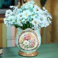 陶瓷花瓶摆件欧式家居创意装饰品手绘插花器客厅餐厅复古摆设送礼