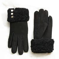 paihuang手套女冬可爱时尚保暖绵羊皮手套 皮毛一体加厚HS8643