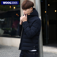 WOOG2005韩版男装2016冬季连帽加厚棉服青年修身男士棉衣冬天外套