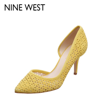 ninewest玖熙2016新款羊反绒镂空女鞋 细跟高跟鞋浅口性感单鞋