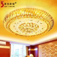 欧式客厅水晶灯圆形led吸顶灯金色时尚大厅卧室玻璃餐厅灯具 2627