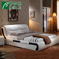 布尔乐真皮床现代简约婚床1.8米双人床皮艺床1.5米软包欧式床定制