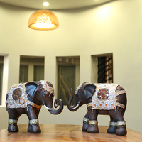 树脂招财 创意大象工艺品一对 东南亚家居装饰品 办公室风水摆件