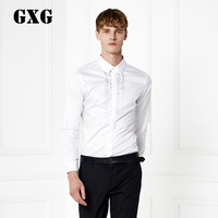 GXG[新尚]男装热卖 男士时尚修身都市休闲白色长袖衬衫#43103005