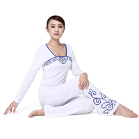 丹璐斯2015秋冬瑜伽套装白色绣花瑜伽服套装 中国风长袖套装包邮