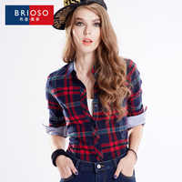 BRIOSO2016春秋装衬衫 女长袖修身韩版大码打底衬衣女装