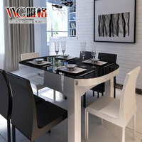 VVG伸缩电磁炉圆餐桌简约现代 折叠餐台圆形饭桌圆桌子餐桌椅组合