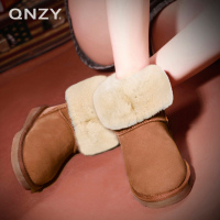 QNZY澳洲羊皮毛一体雪地靴女式保暖棉鞋子冬防滑平底中筒真皮大码