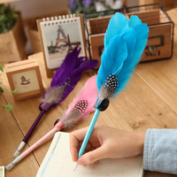欧派德 日韩国创意文具 时尚羽毛中性笔黑色0.5mm 欧式复古水笔