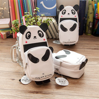广博创意可爱熊猫大容量学生皮质笔袋女铅笔盒多功能韩国学生