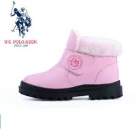 U.S. POLO ASSN.童鞋冬季新款保暖小短靴女童圆头加绒靴儿童靴11